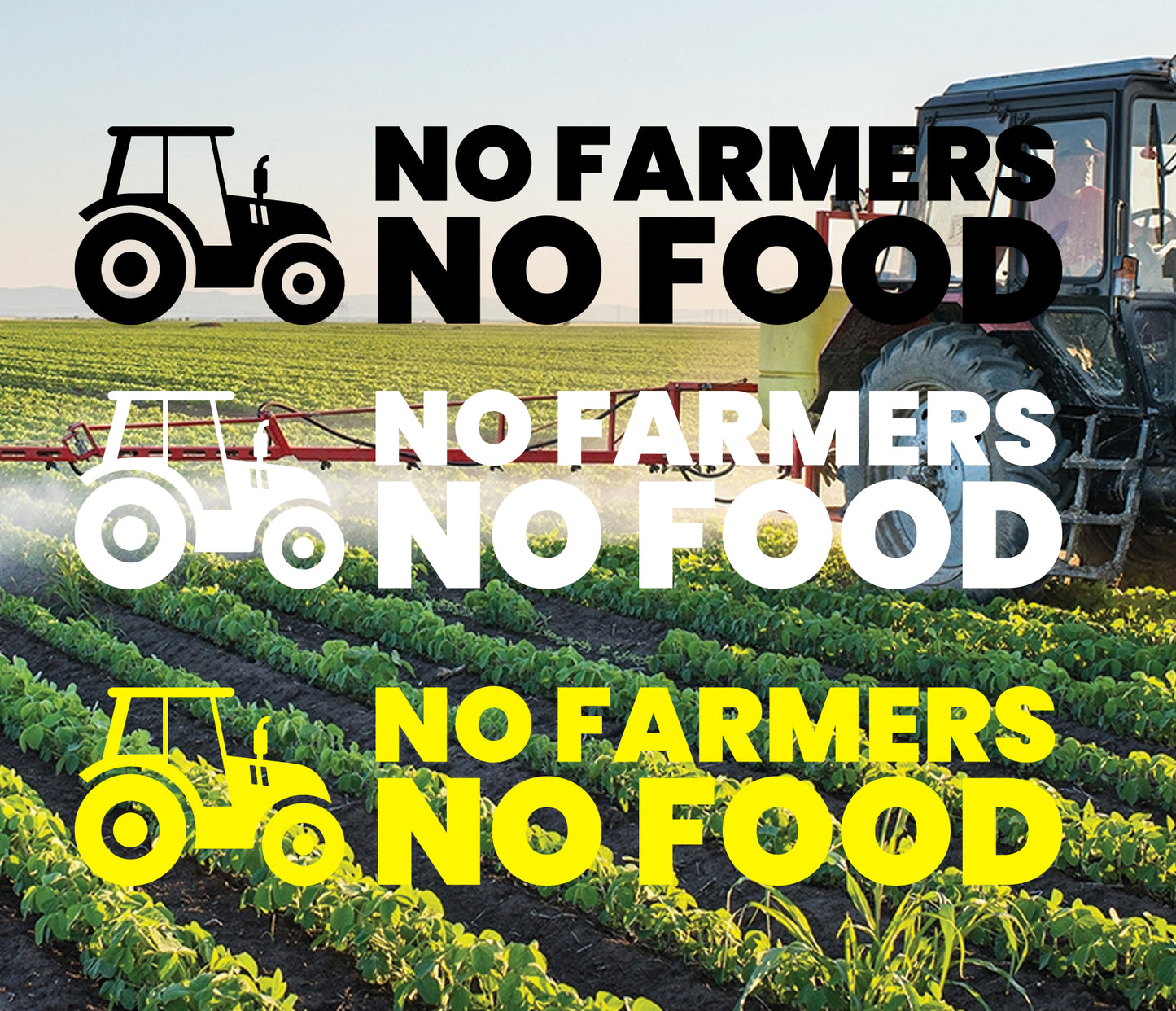 No Farmers No Food - Window Decal Stickers (Black, White & Yellow)