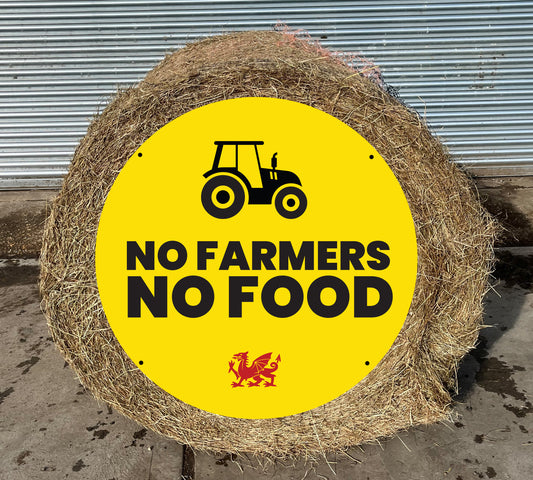 No Farmers No Food - 4 Foot Round Haybale Sign